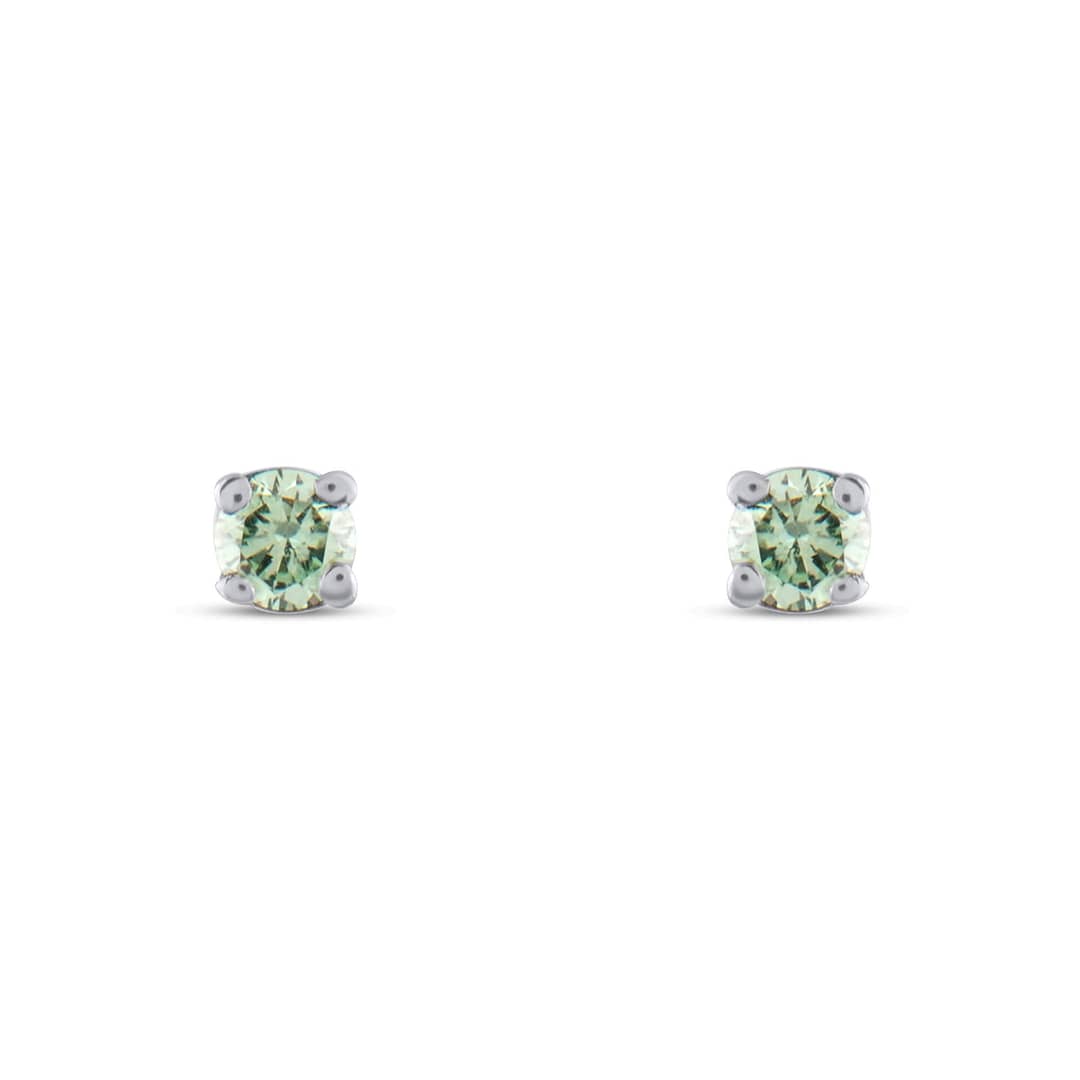 Solitaire Green Diamond Earrings