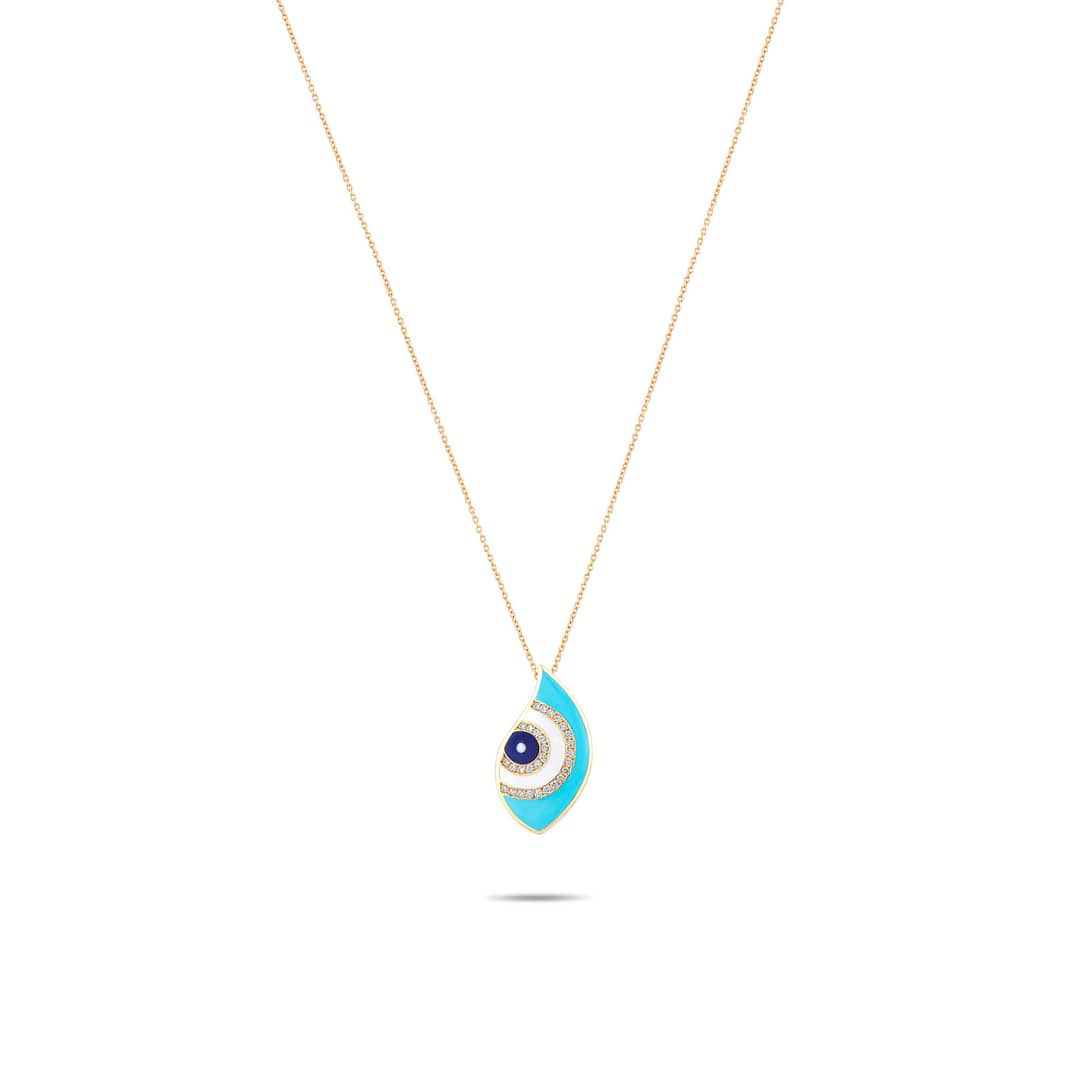 Blue Enamel Evil Eye Necklace