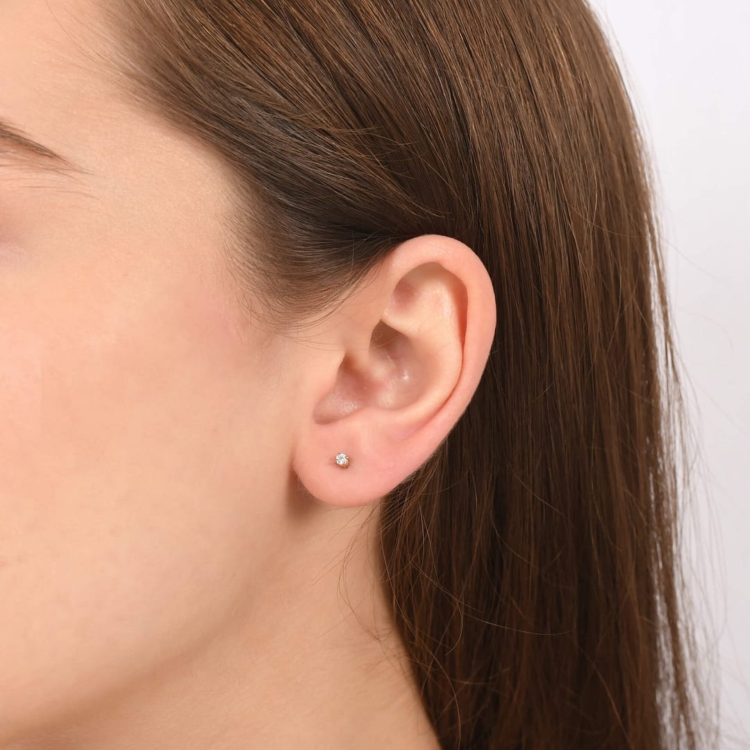 White Diamond Solitaire Earrings