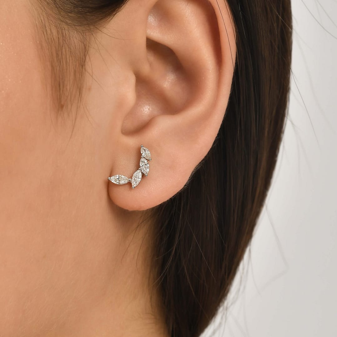 Marquise Diamond Crescent Earrings