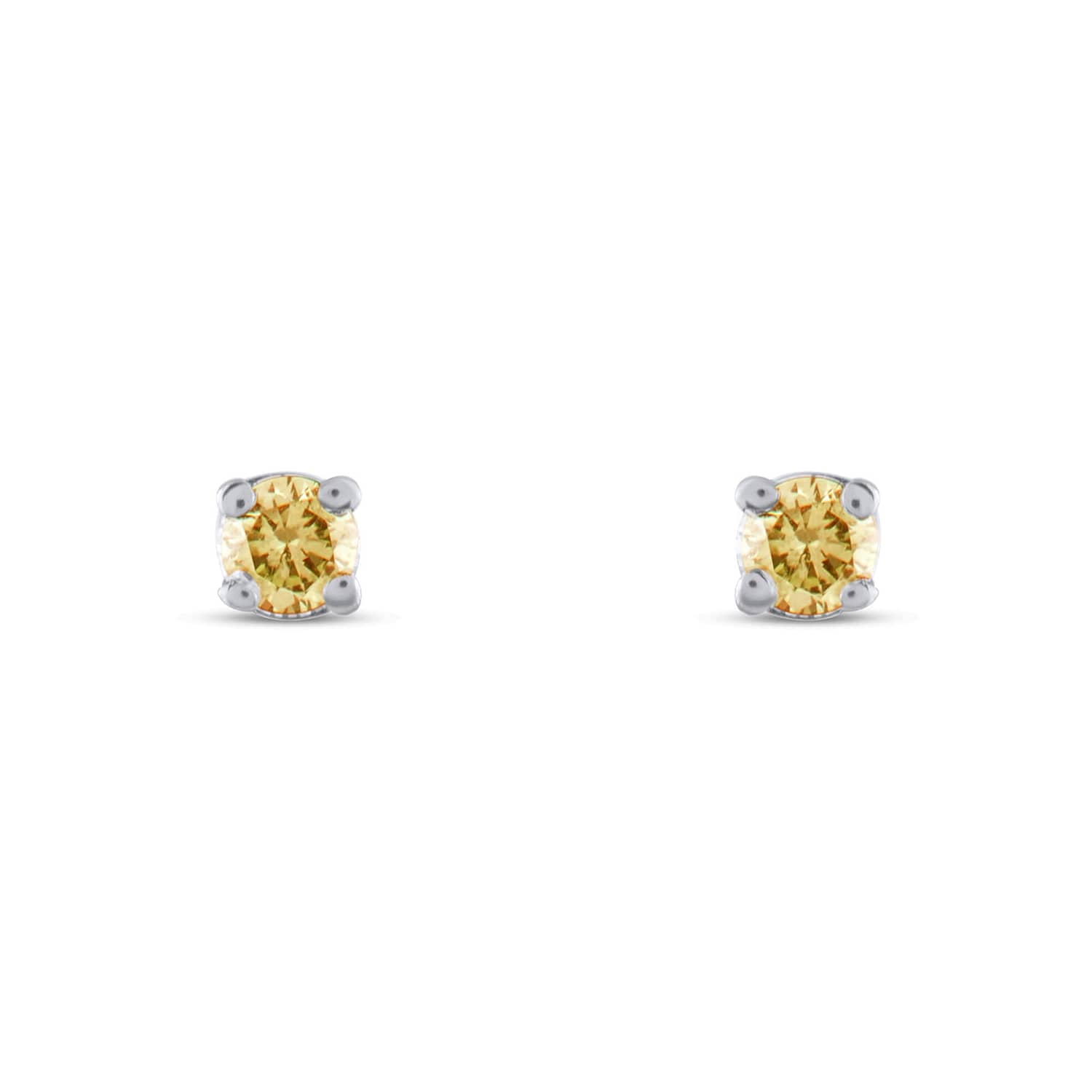 Solitaire Yellow Diamond Earrings