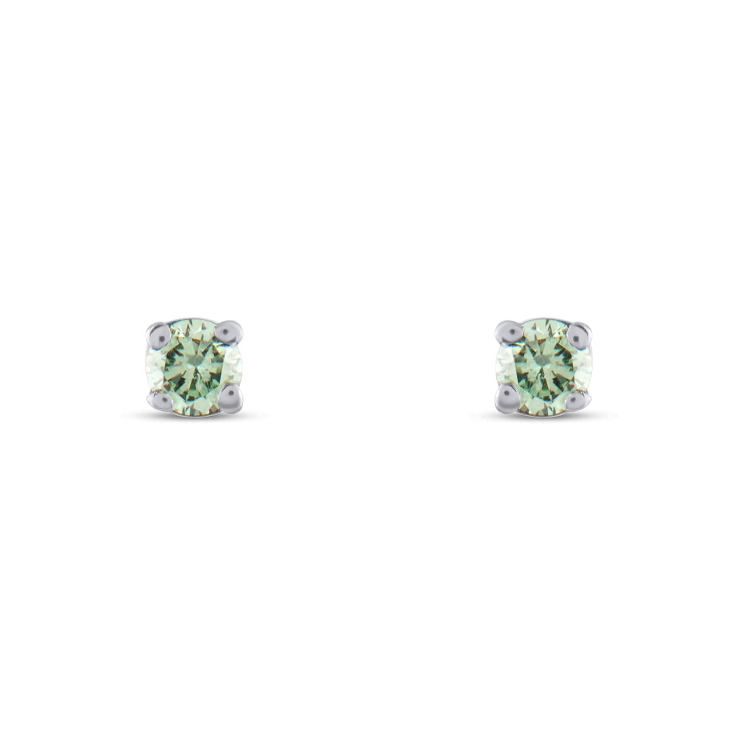Solitaire Green Diamond Earrings