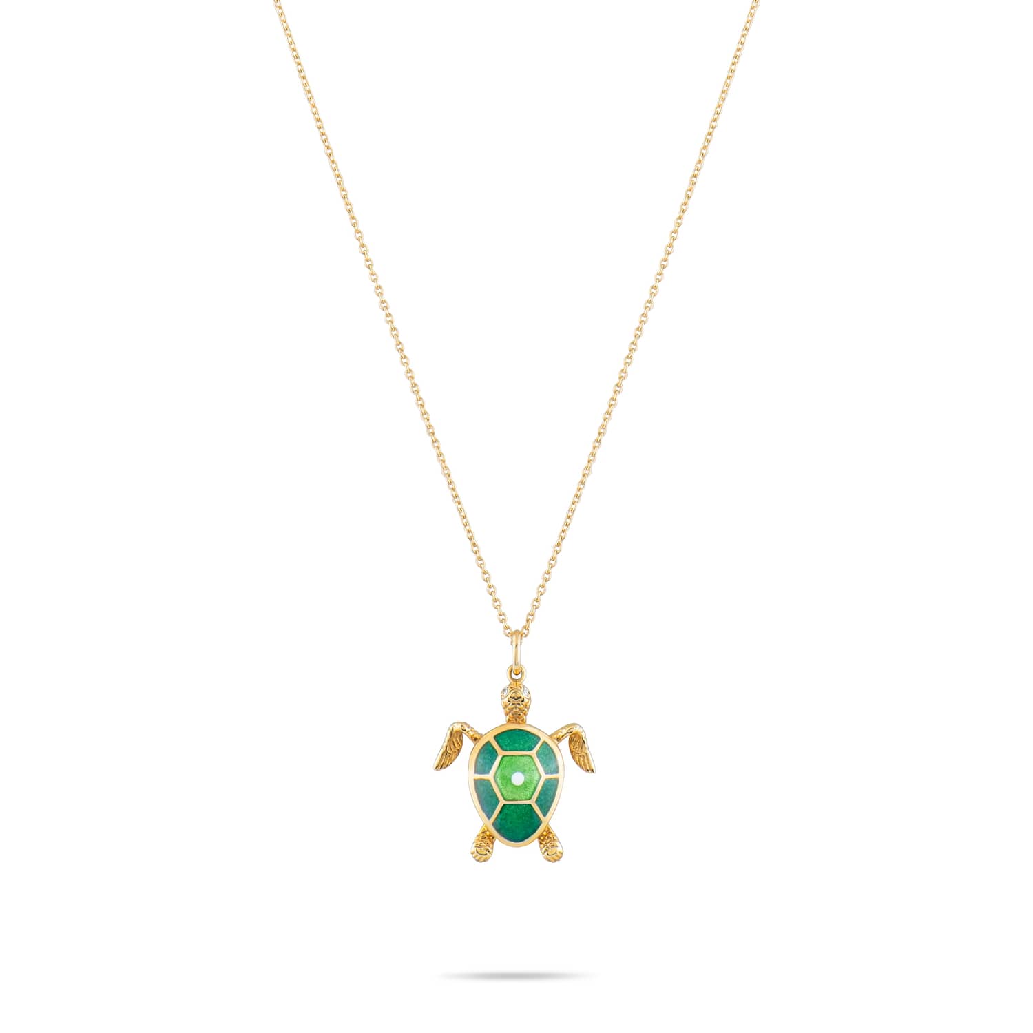 Green Enamel Turtle Necklace