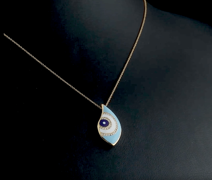 Blue Enamel Evil Eye Necklace